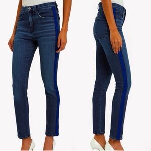 Veronica Beard Kate Tuxedo Stripe Skinny Jeans Bright Blue Women 27 4